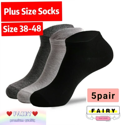 (5 Pairs) Men Socks Cotton Boat Socks Basic Ankle Breathable Casual Socks Plus Size Socks Classic Black Socks Male Teenager Socks