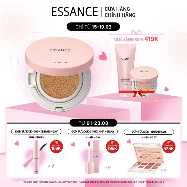 Phấn nước mịn lì mờ khuyết điểm Essance Veil Fit Cushion SPF50+ PA+++ 15g