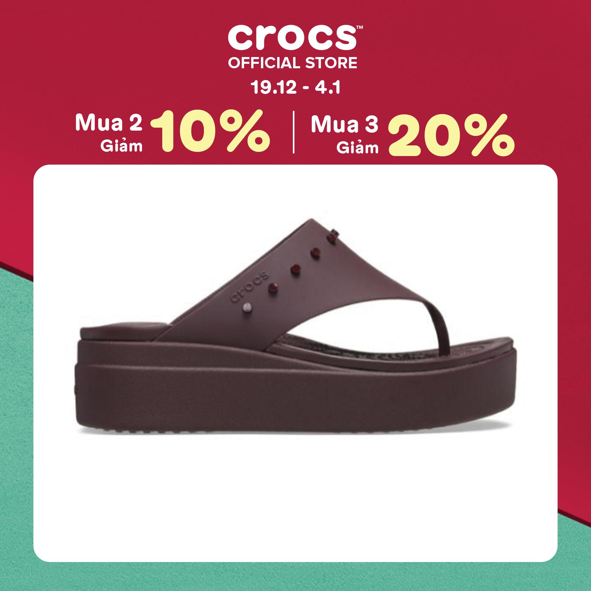  Dép Xỏ Ngón Nữ Crocs Brooklyn Studded - Dark Cherry 
