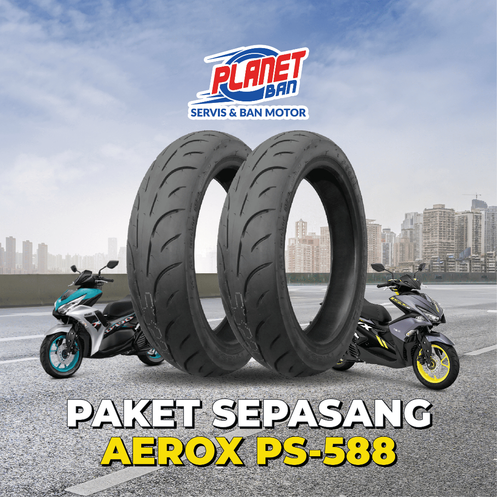 Ban Motor AEROX Depan Belakang Ring 14 120/80 dan Ring 14 140/70 Presa PS-588 (Paket Sepasang AEROX) Harga 849,000 rupiah*Gratis Ongkir