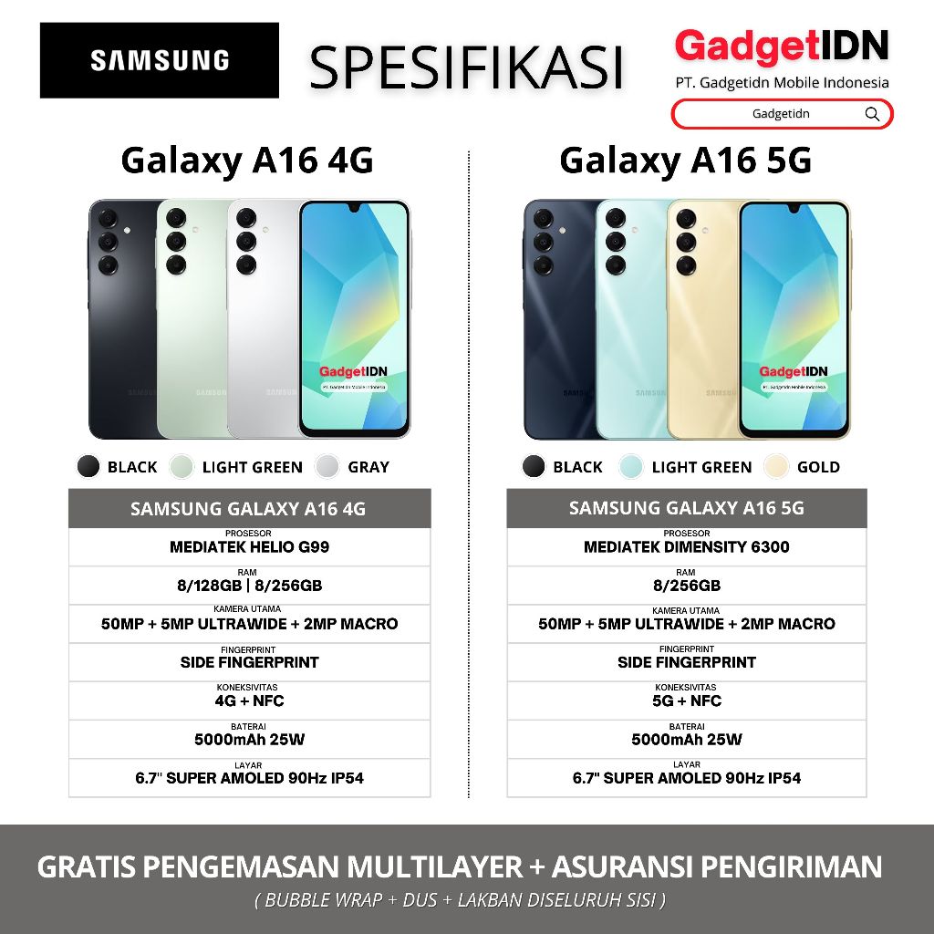 SAMSUNG Galaxy A16 5G 8/256GB Garansi Resmi Samsung Harga  3,099,000 Ringgit*Penghantaran Percuma