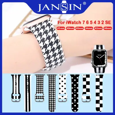 Painted Pattern Sport Silicone Strap Compatible with Apple Watch 7 Band 41mm 45mm Bracelet Band Compatible with Apple Watch Series 7 6 SE 5 4 3 2 1 38mm 40mm 42mm 44mm