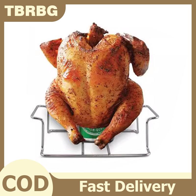 TBRBG ตะแกรงไก่แบบนอนสติ๊กทำจากสแตนเลสเกรดอาหารที่วางไก่แนวตั้งกระทะทำอาหารบาร์บีคิวอุปกรณ์ในครัว ราคา 72 บาท*ส่งฟรี