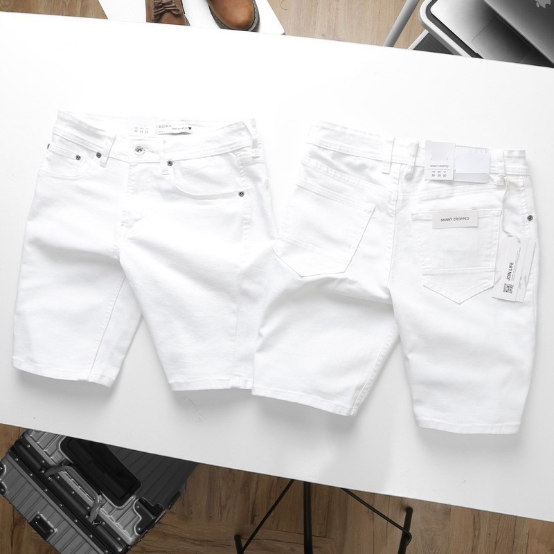 Quần short jean nam 02 màu đen trắng| Quần ngố nam - jean co giản hàng cao cấp