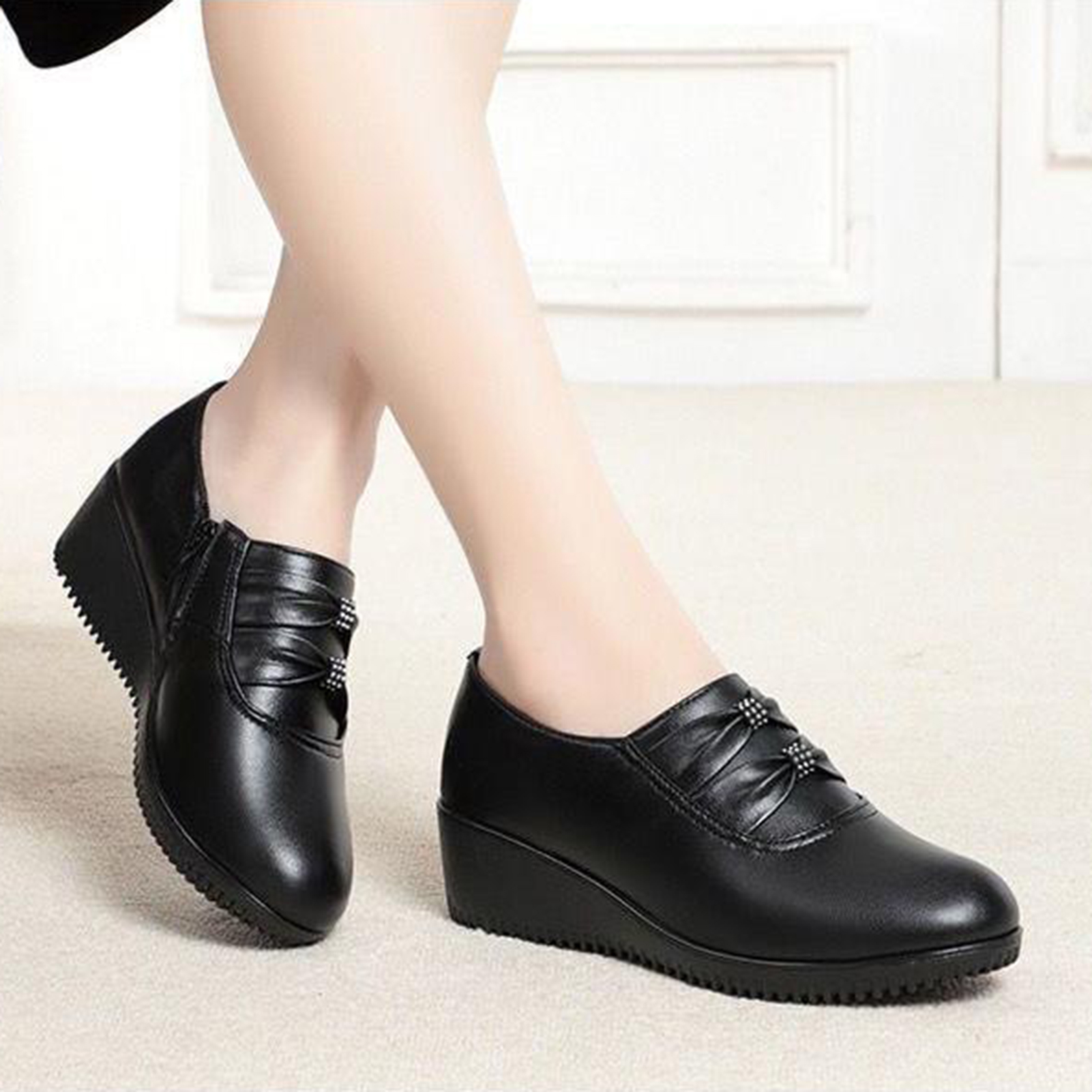 Women High Heels Wedges Shoes Breathable Solid Color Shoes Gift for