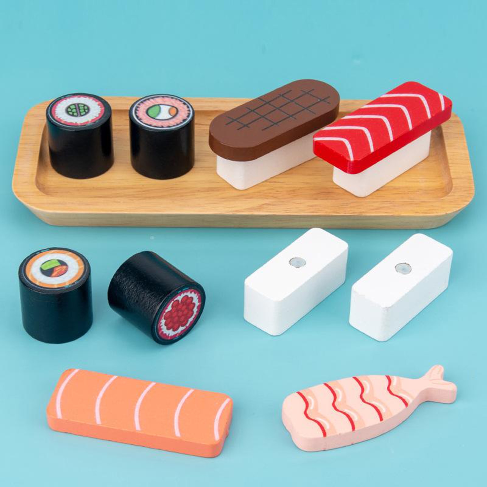 Sushi Toys Wooden Food Set Pretend Role Play Food Set Kitchen Accessories