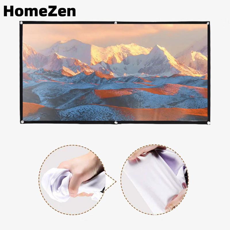 HomeZen Màn hình máy chiếu di động 16:9 Màn chiếu đơn giản màn chiếu 60 72 84 100 120 inch màn hình hiển thị HD cho rạp chiếu phim tại nhà