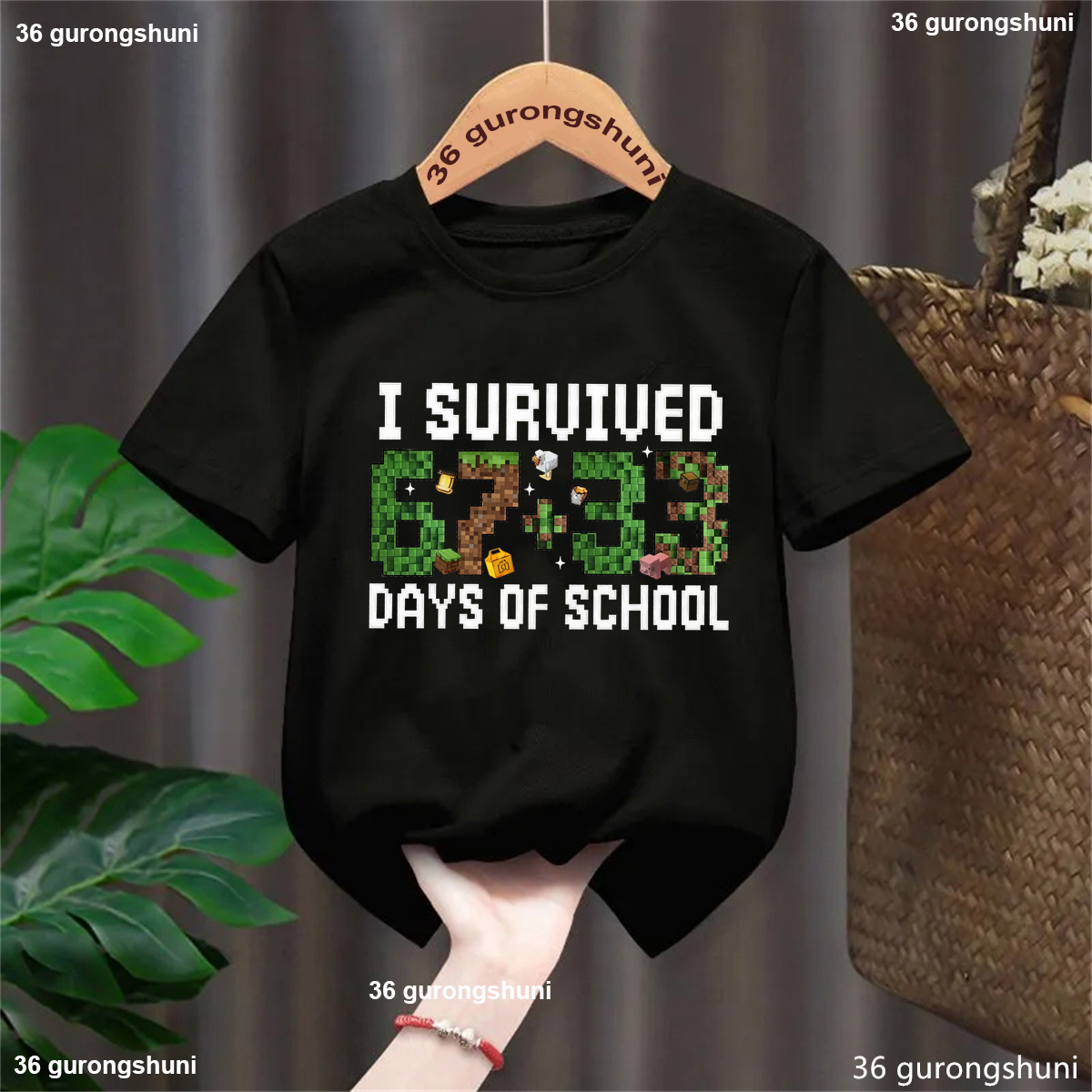 I Survived 100 Days Of School Printed T Shirt Girls/Boys Italian Brainrot 67 Meme T-Shirt Kawaii Kids Clothes Summer Solid Tops - 3