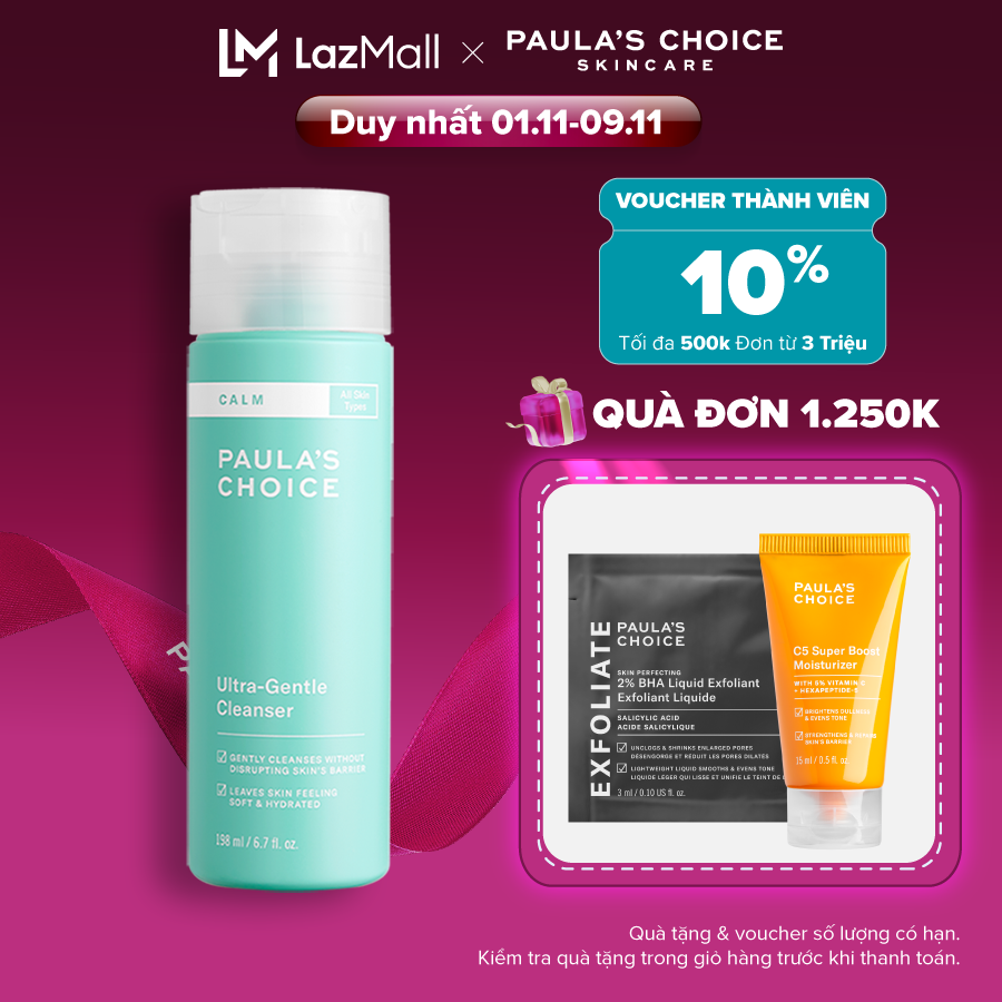 Sữa rửa mặt dịu nhẹ cho da nhạy cảm Paulas Choice Calm Ultra-Gentle Cleanser 198ml 9190