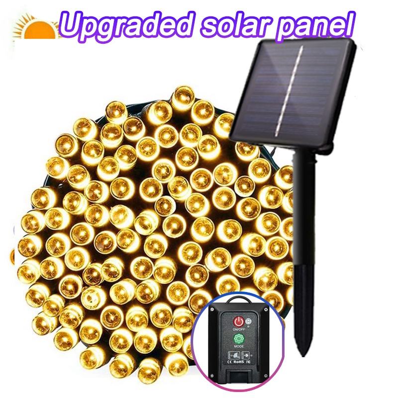 Upgrade Solar Panel 22M 200LED hari raya light Outdoor Waterproof Light Strip 8modes Fairy Lights Christmas Decoration