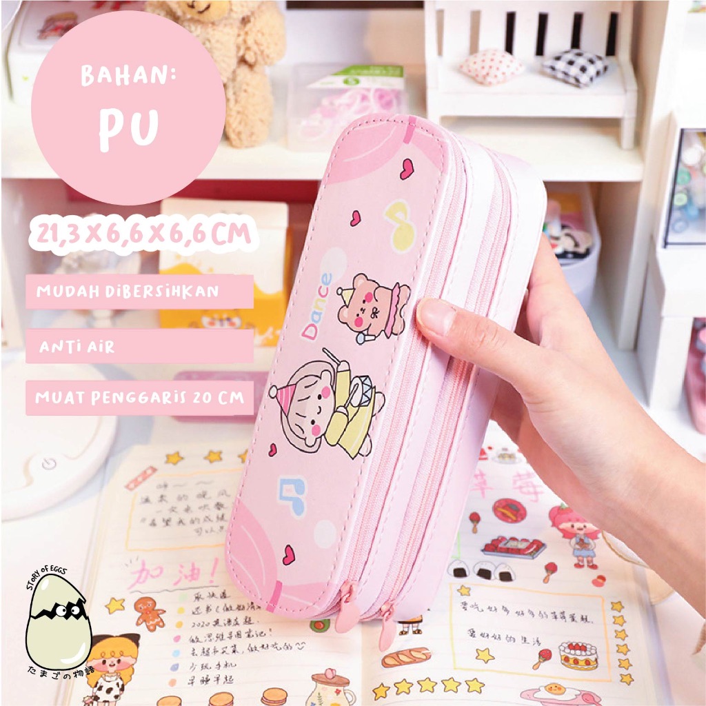 Tempat Pensil Kotak Pensil 2 Layer dan 3 layer Korean Style Pensil Case l Chibi Cute Pencil Case / Korean Style Kotak Tempat Pensil Besar Dengan Resleting / Muat Banyak / Big Capacity With Zipper