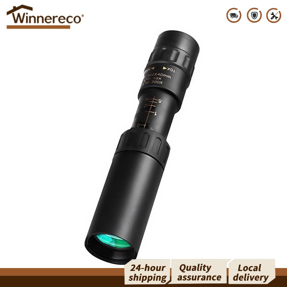 [Winnereco Flagship Mall]10-300X40 Zoom Monocular Hd Monocular Telescope with Smartphone Adapter Compact Tripod Outdoor Hunting Bird Watching Telescope Stargazing Telescope ราคา 288 บาท*ส่งฟรี