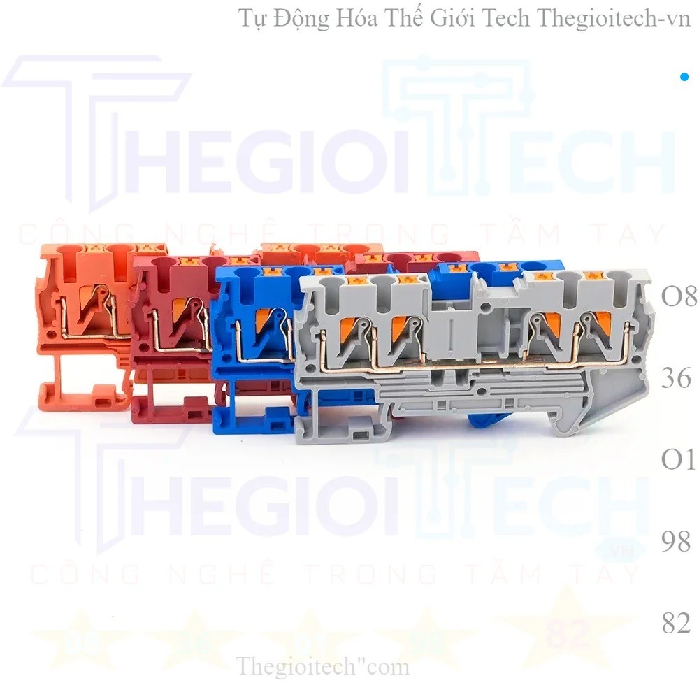 10 cái khối thiết bị đầu cuối PT2.5-QUATTRO PTTB2.5 4 dây dẫn Din Rail dây điện mùa xuân kết nối đẩy trong dây dẫn dây - Blue