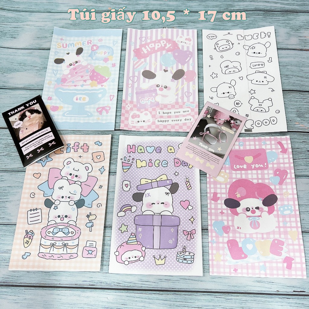 Combo 10 túi giấy gói quà dễ thương