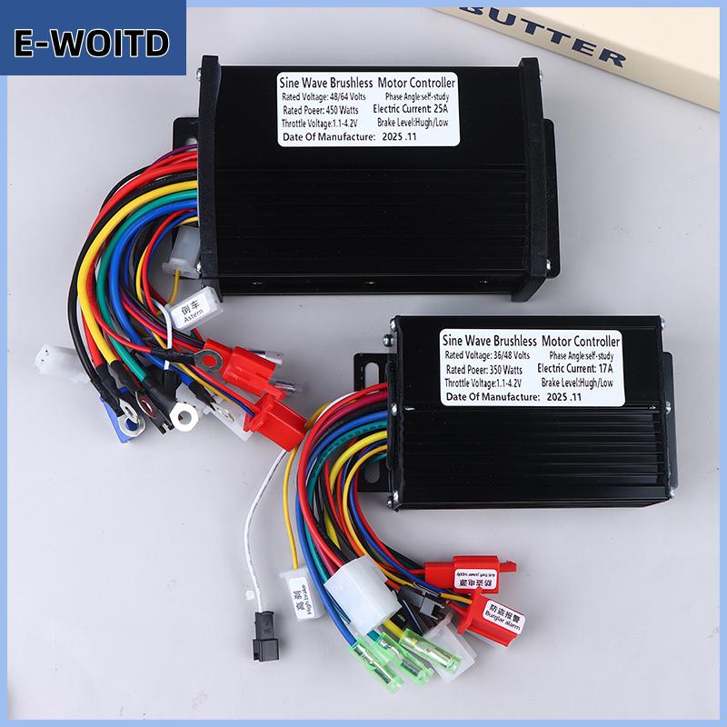 【E-WOITD】 36V 48V 20A Sine Wave không chổi than điều khiển động cơ-350W-500W cho e-bike, tương thích với SM kết nối