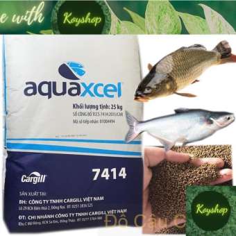 Thức Ăn Cá Cargill 7414 40% Đạm Cho Cá Ăn Hoặc Dùng Câu Cá Tra-Điêu Hồng-chép-rô phi(1kg)-Cám cá 7414-cám viên 7414
