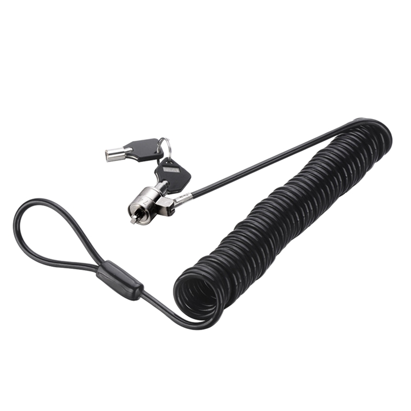 (BGIC) Laptop Computer Lock Laptop Lock Anti-Theft Lock Universal Retractable Spring Rope Steel Cable Key Computer Lock