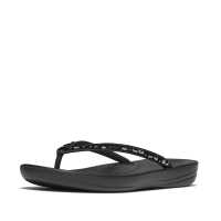 FitFlop IQUSHION Multi-Crystal Ergonomic Flip-Flops - All Black (JC8-090)