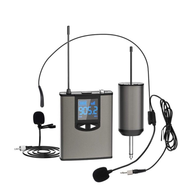 Professional UHF Wireless Lapel Headset Microphone Rechargeable Portable Mini Lavalier Mic System with LCD Display ราคา 1,214 บาท*ส่งฟรี