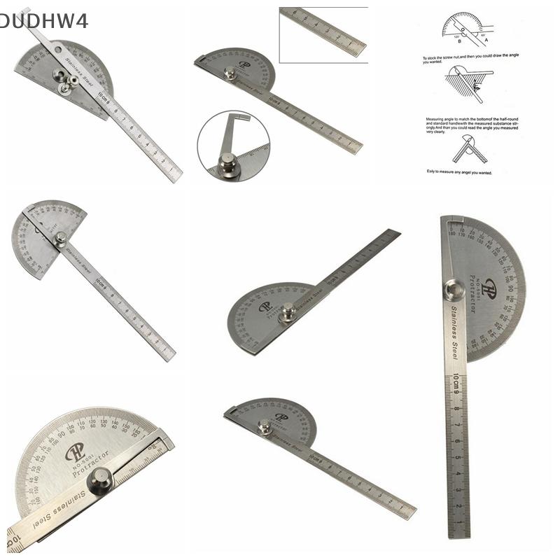 DUDHW4 Thước đo góc bằng thép không gỉ 100mm 0-180 độ dụng cụ đo góc