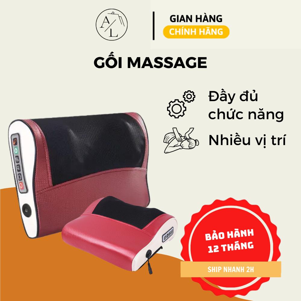 BẢO HÀNH 1 NĂM  Gối massage thư giãn cổ vai gáy, Máy massage hồng ngoại 20 Bi