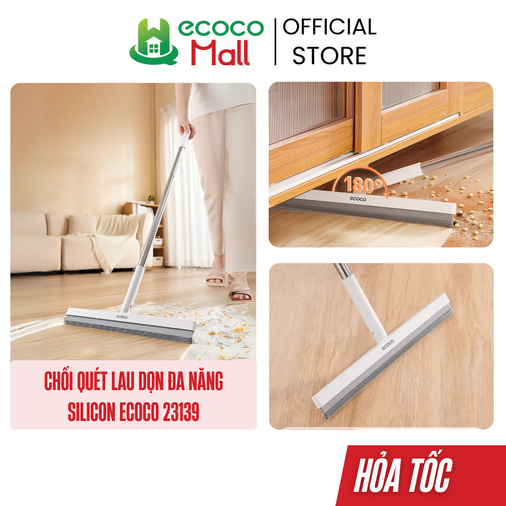 Cây lau kính ECOCO silicon thế hệ mới Chổi gạt sàn gạt nước xoay 180 độ cán dài đa năng 23139 