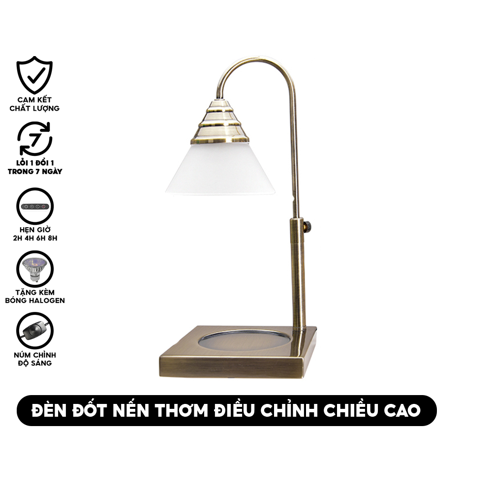 Candle Warmer Lamp - Đèn đốt nến thơm đồng cổ chỉnh cao thấp có hẹn giờ - Đèn để bàn - Có núm chỉnh độ sáng
