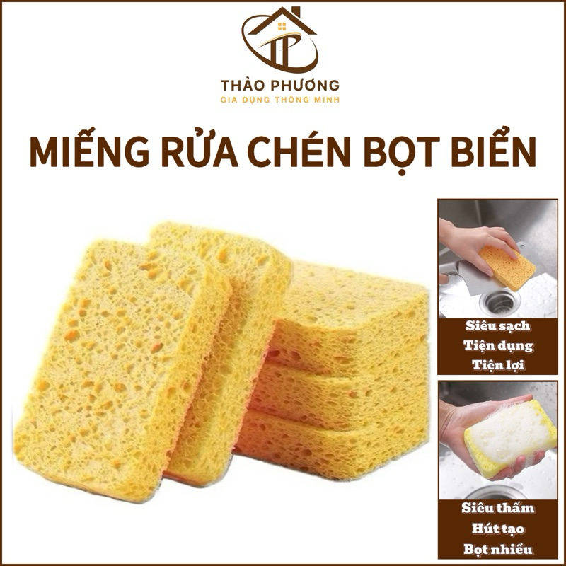 Miếng Bọt Biển Cọ Rửa Xoong Nồi Chén Bát Đa Năng,Siêu Thấm Hút Mút Rửa Miếng Rửa Chén dày 2 cm
