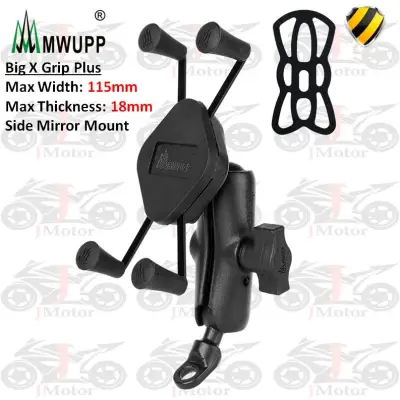 MWUPP motorcycle big x grip plus mirror mount phone holder motor bike escooter scooter bicycle ram smnu jmotor