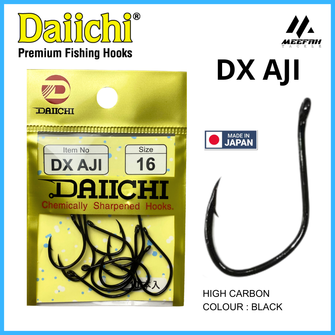 3pk Daiichi DX AJI Carbon Bait Fishing Hooks Chemically Sharpened