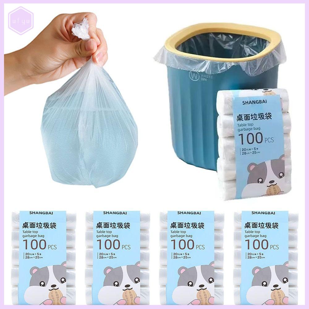 WFYW Dày Túi rác mini Dùng một lần 100 miếng Túi đựng rác Di động Nhỏ Túi nhựa dùng cho bàn