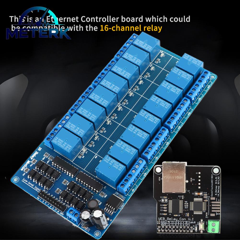 Meterk Mô-đun điều khiển máy chủ WEB Rơle 16 kênh Mạng LAN WAN Ethernet đa chức năng Bộ điều khiển Realy Giao diện RJ45 cho Pad cho máy tính cho điện thoại thông minh Giá 821,000 Đồng*Miễn phí vận chuyển
