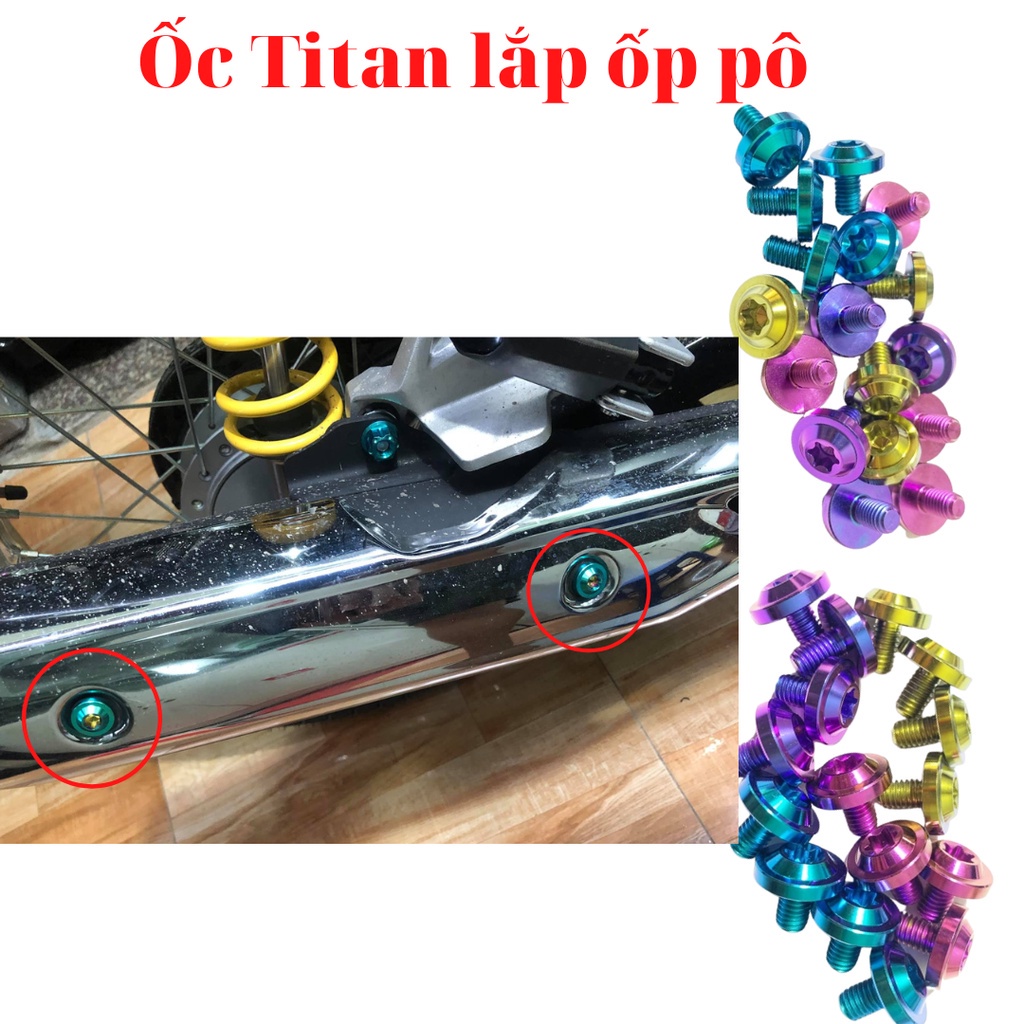 Ốc titan 6li10 gắn ốp pô xe wave a Wave a, sirius, RSX Fi 110 trang trí tạo vẻ đẹp cho xe