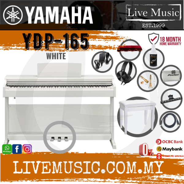 Yamaha Arius YDP-165 88-Keys Digital Piano with Headphone and Bench - White (YDP165 / YDP 165) Malaysia