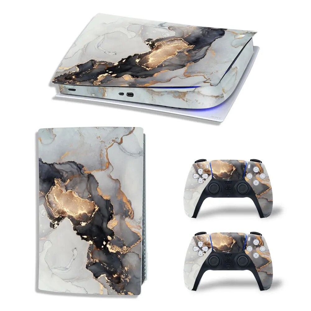 【Must-Have Style】 Gamegenixx Ps5 Digital Edition Skin Sticker Marble Texture Protective Decal Cover Full Set For Ps5 Console And 2 Controllers