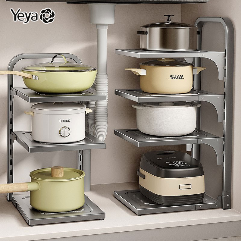 YEYA Kệ bếp nhiều tầng, tủ đa năng gia đình, chậu rửa chén chảo inox, kệ đựng nồi nhiều tầng, kệ đựng đồ