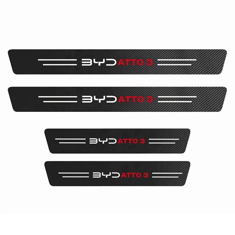 LT 4 miếng dán da ngưỡng cửa xe hơi cho BYD Atto 3 EV Nhân Dân tệ cộng với bảo vệ sợi carbon Ngưỡng Cửa Dải miếng dán chống vết quẹt