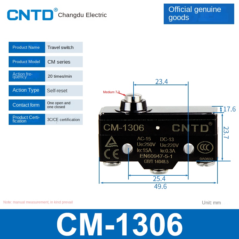 Công Tắc Hành Trình CM-1306 | Micro Switch Changde CM-1307/1308/1305/1306/1300/1303TM Cho Tự Động Hóa