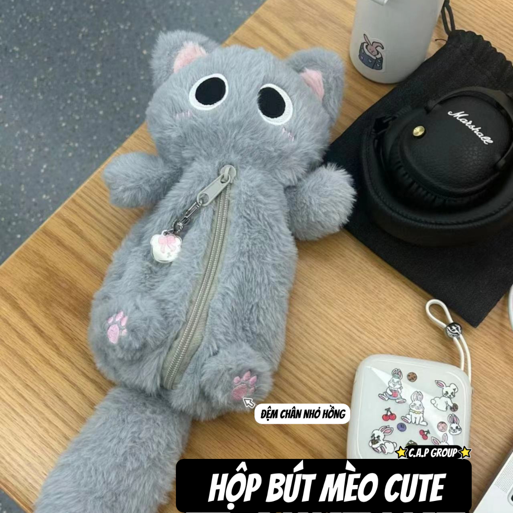 Hộp bút hình con Mèo cute dễ thương đáng yêu túi đựng bút thú nhồi bông gấu ngộ nghĩnh