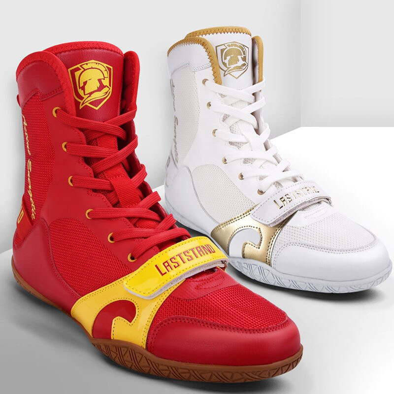 Discount on No Brand  shoes - SKU: 2023 Hot Sale Boxing Shoes for Mens White Red Wrestling Shoes Unisex Rubber Boxing Fighting Boots Me