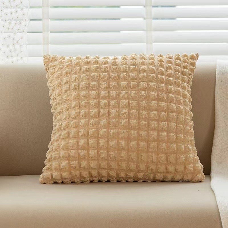 Vỏ Gối Tựa Lưng Sofa Nhung Tăm Sọc Vuông 45x45cm Mềm Mại Cao Cấp Trang Trí Sofa