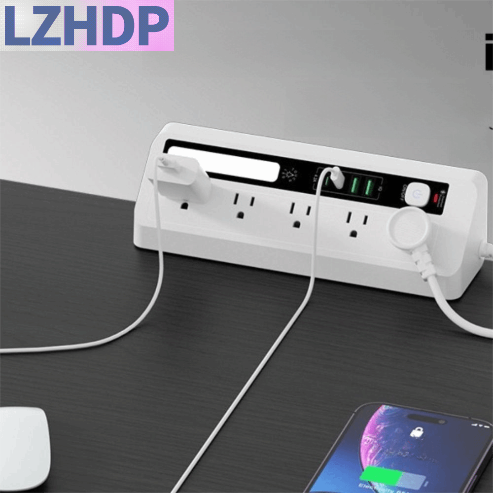 LZHDP 3 màu Thanh sạc để bàn 2AC 2USB Kích hoạt bằng cảm ứng Ổ cắm điện đa năng Kết quả ổn định Nhỏ gọn, dễ mang theo Trạm sạc USB Khu vực làm việc tại nhà Giá 605,474 Đồng*Miễn phí vận chuyển