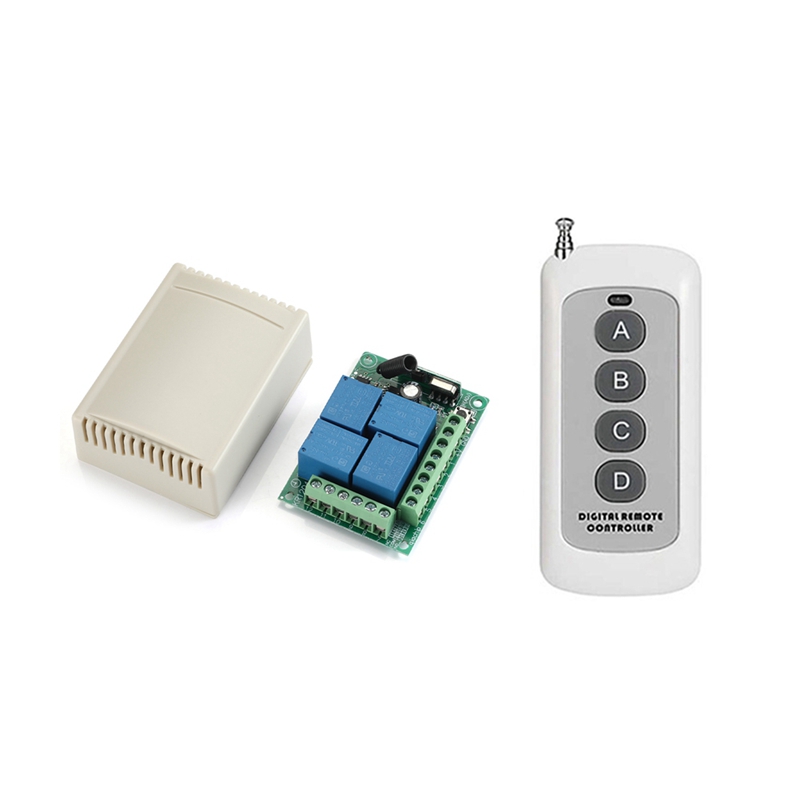 Wireless Remote Control Switch with 4 Channel 433Mhz Garage Remote Control Easy Install