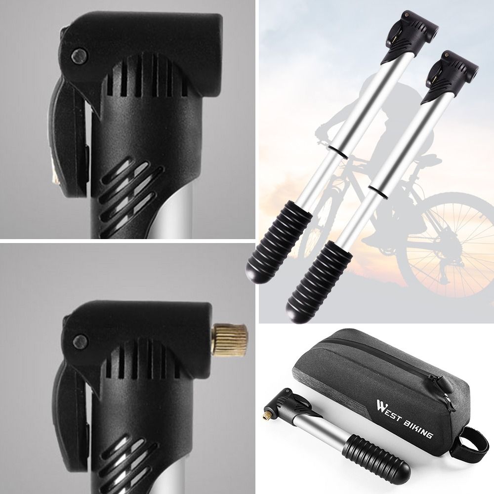 SHOWRO Đen và bạc Phụ Kiện Xe Đạp Xe Đạp Đường Núi Bơm xe đạp leo núi Bơm bóng lốp Bơm khí cầm tay Bơm bóng rổ