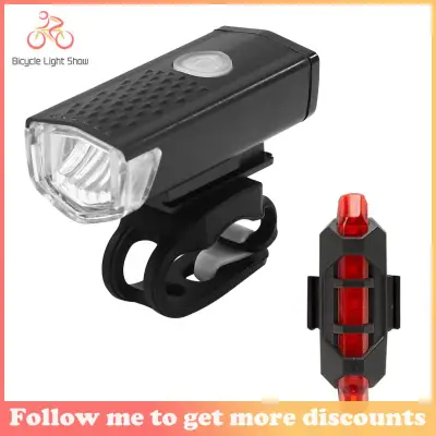 Bicycle Light 2pcs USB Waterproof XPE LED Bike Headlight Flashlight Bicycle Front Tail Light