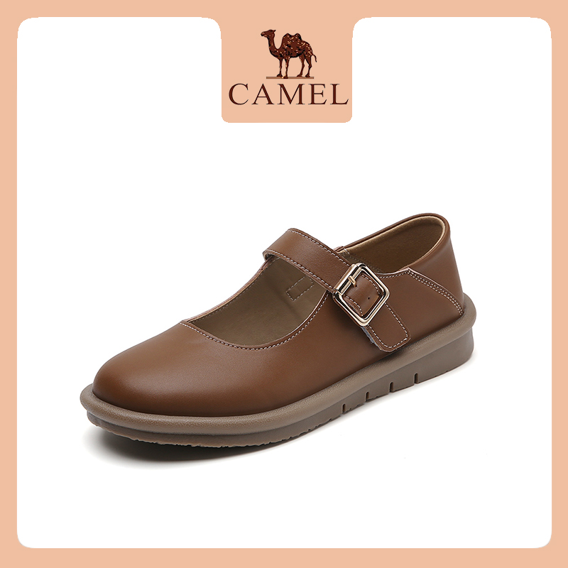 Camel Women's Shoes, Retro Shoes, British Style Leather, Casual, Thick Soles, Sepatu Pantofel Kulit Small Cam100052401 ราคา 1,064 บาท*ส่งฟรี