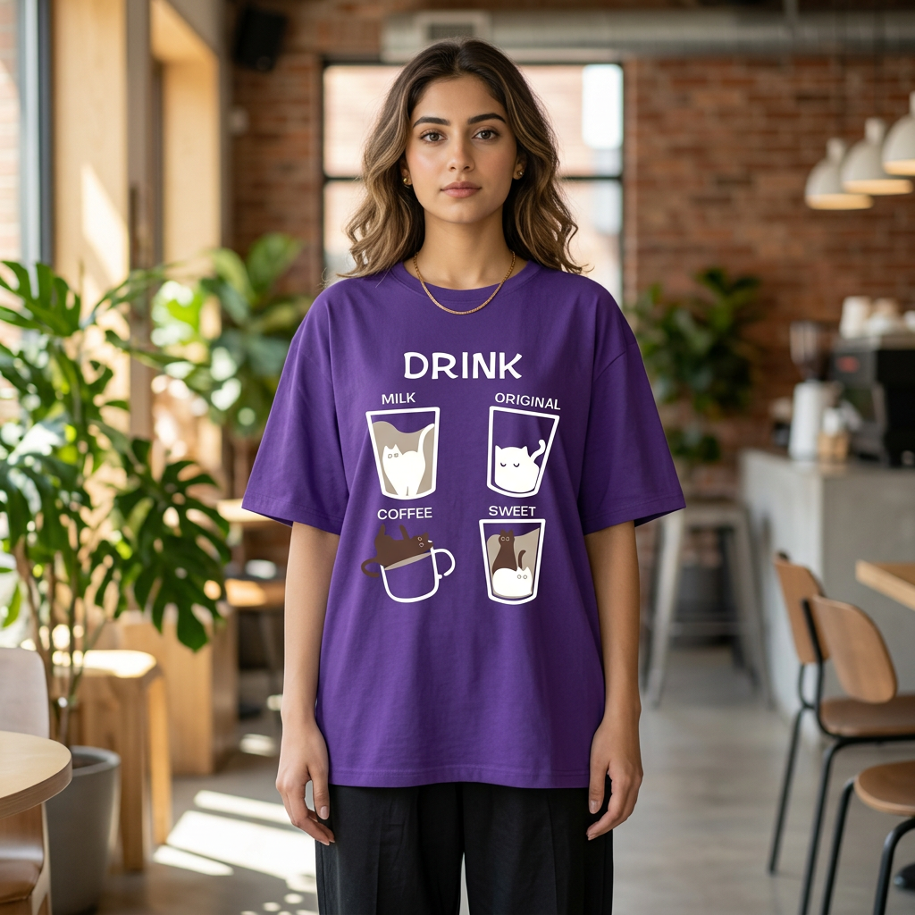 Half sleeve purple t shirt for women's washible print