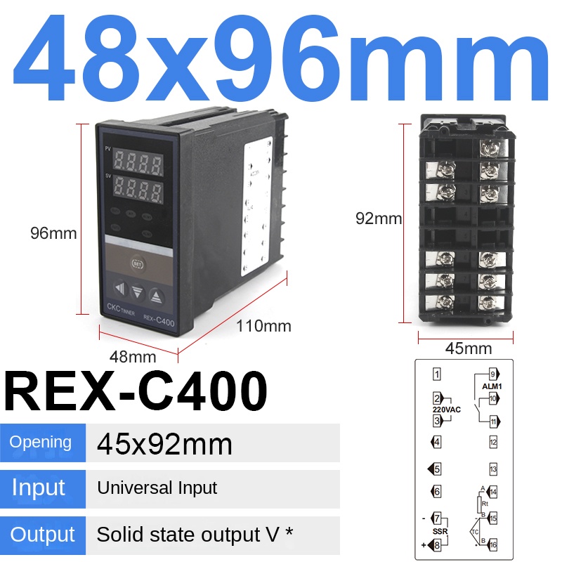 Bộ Điều Khiển Nhiệt Độ REX C400 SSR V * An | tùy chọn khác Bộ Điều Khiển REX C100/400/700/900, PID 0-1300°C, 4-20mA, SSR/Relay, Đa Màu, Công Nghiệp, IP54, Kèm Bộ Kit