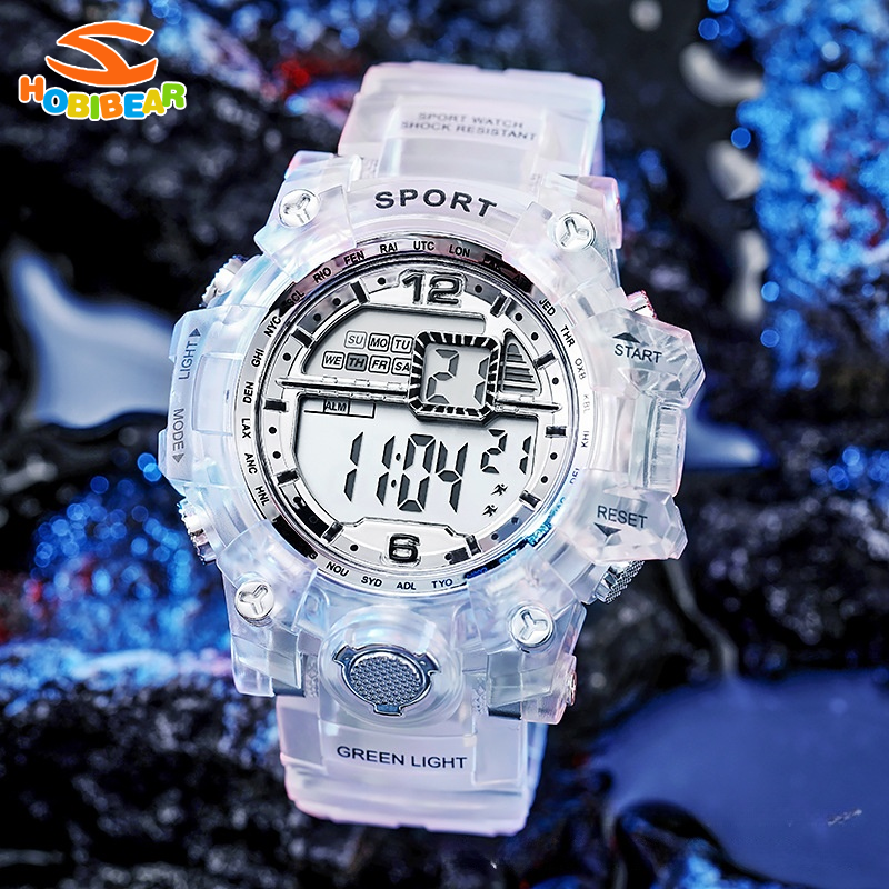 HOBIBEAR Trendy Transparent Sport Digital Watch for Men, Water Resistant with Large Display ราคา 92 บาท*ส่งฟรี