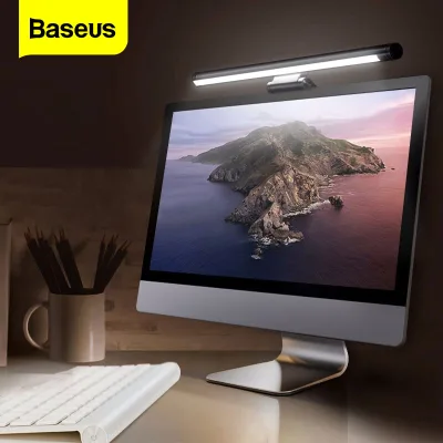Baseus Desk LED Anti Blue Clip Lamp Adjustable Screenbar Reading Hanging Light For Computer Table Eye Protection Lamp USB Rechargeable Office Desk Light for PC Laptop